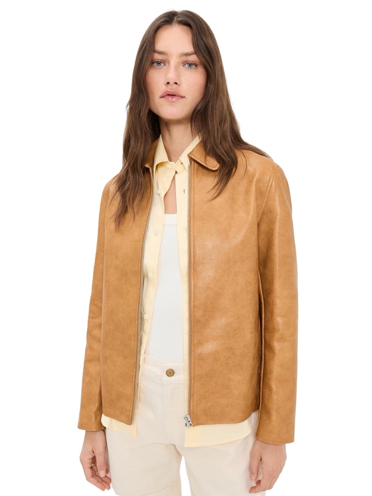 Rag & Bone Jordie Faux Leather Moto Jacket Camel Xxs Nwt